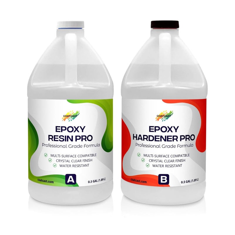 CoatCast Epoxy Resin Pro 1 Gallon Kit – Clear High-Gloss Finish for Coating Wood, Concrete, Stone & More | Strong, Durable, Self-Leveling | Perfect for Arts & Crafts, Table Tops & More! - Image 1